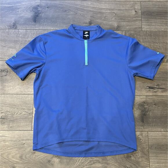 Vintage Nike Echelon Mens XL Quarter Zip Blue Purple Bicycle Cycling Shirt USA - Picture 1 of 12